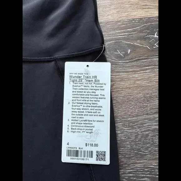 Lululemon Wunder Train High Rise 25” Hem Slit Black Size 4 NWT - Picture 5 of 8